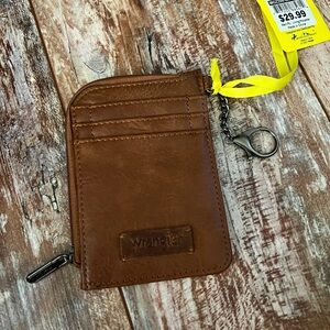 Wrangler Tan Leather Card Holder with Keychain
